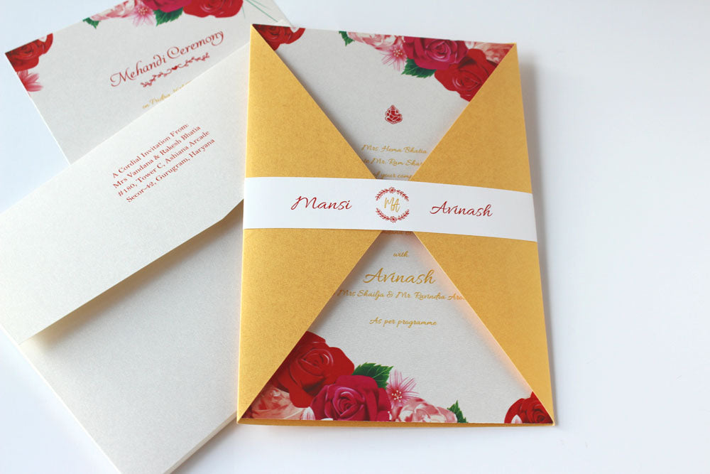 🌹 Royal Floral Fold Wedding Invitation Card